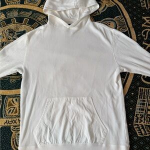 Goodlife Men’s Large White Waffle Knit Hoodie Pullover Kangaroo Pocket